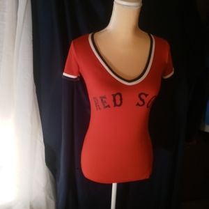 PINK/Victorias S. -5th & Ocean  Red Sox V neck sexy fitted tee